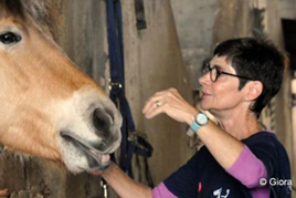 אישה מלטפת סוס תרפיה באמצעות רכיבה על סוסים | רכיבה טיפולית