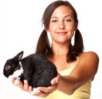 לימודים טיפול בעזרת בעלי חיים - בחורה עם ארנבון